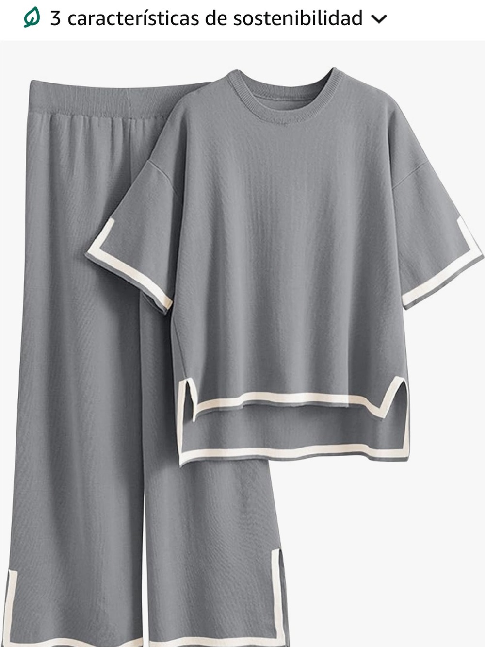 Women's Gray Set with Cream Trim